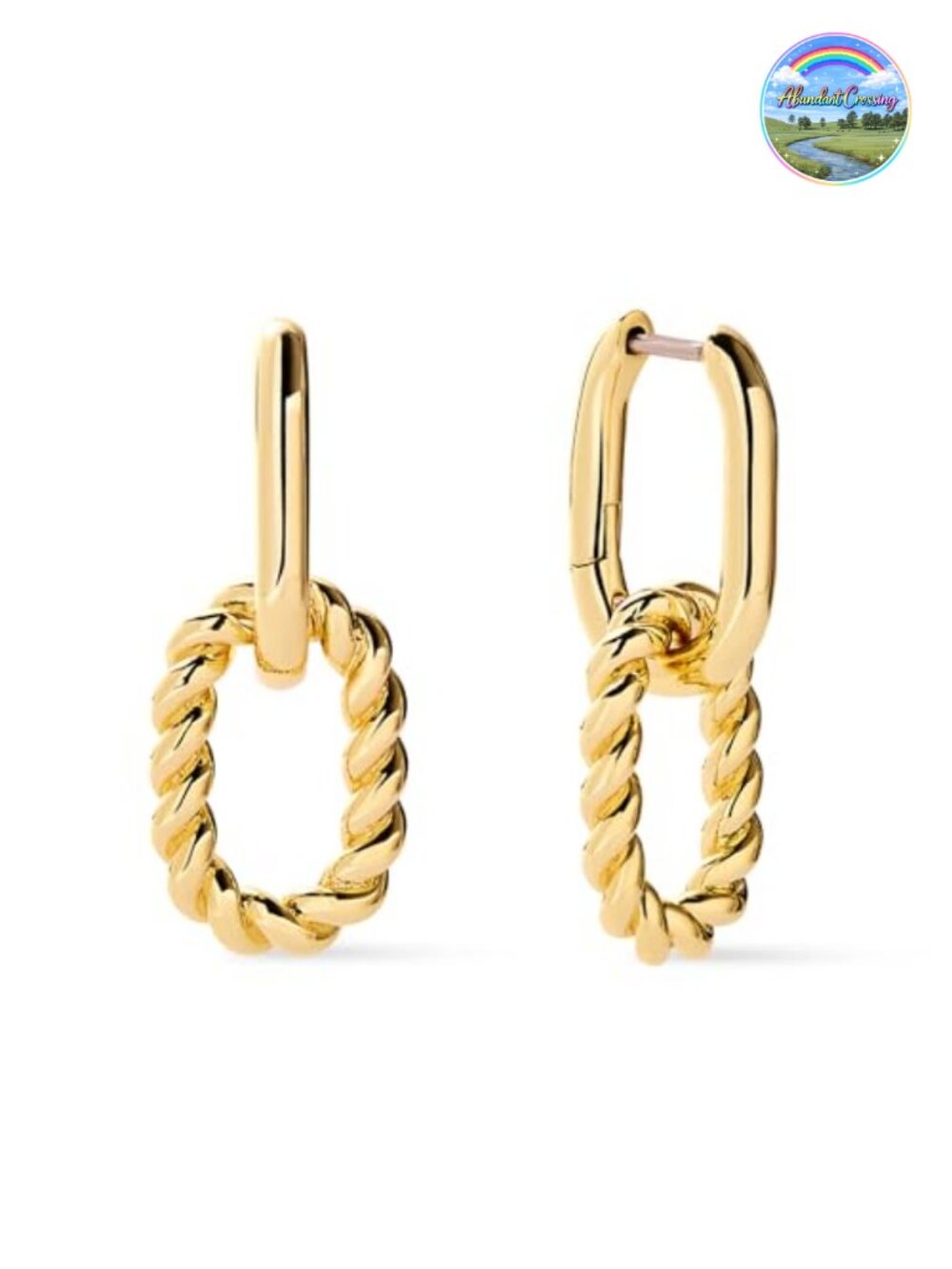 14K Gold Plated Double Hoop Earrings Hypoallergenic